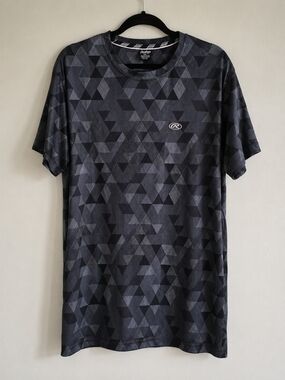 Rawlings Performance Athletic Tee Men's XXL Gray Black Geometric Print